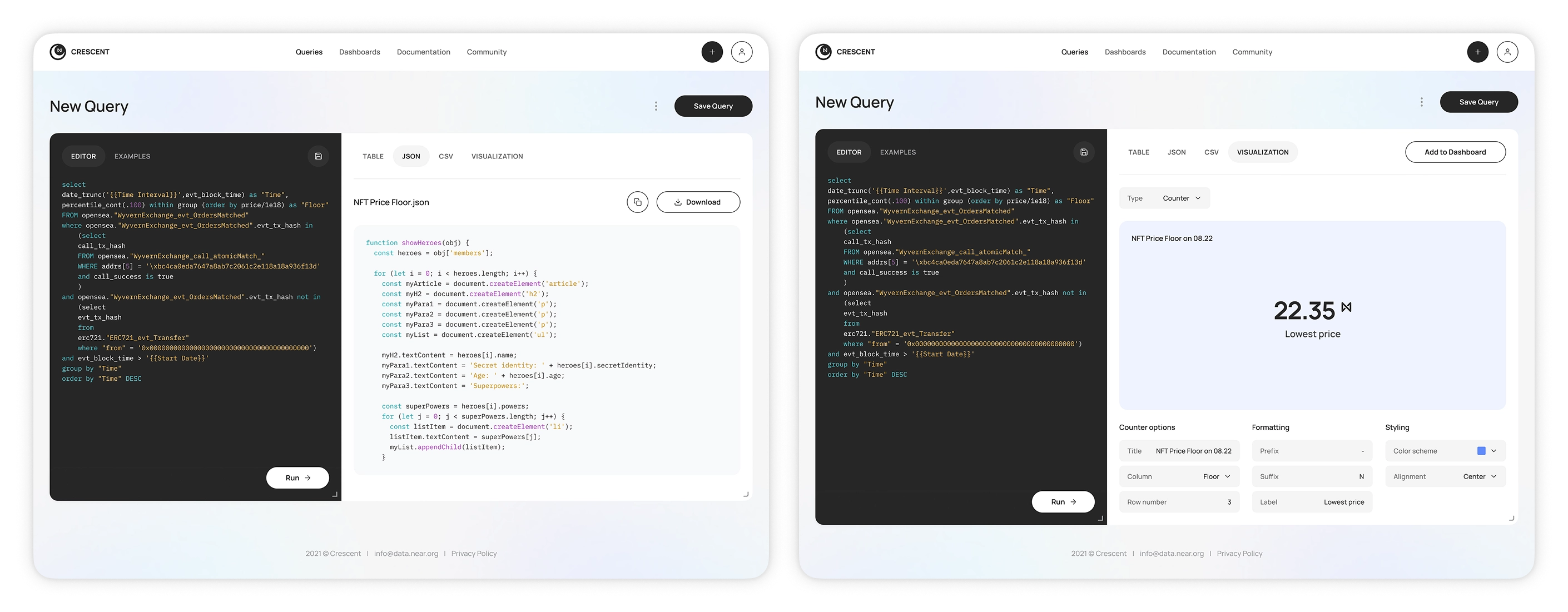 Crescent: SQL query and visualization