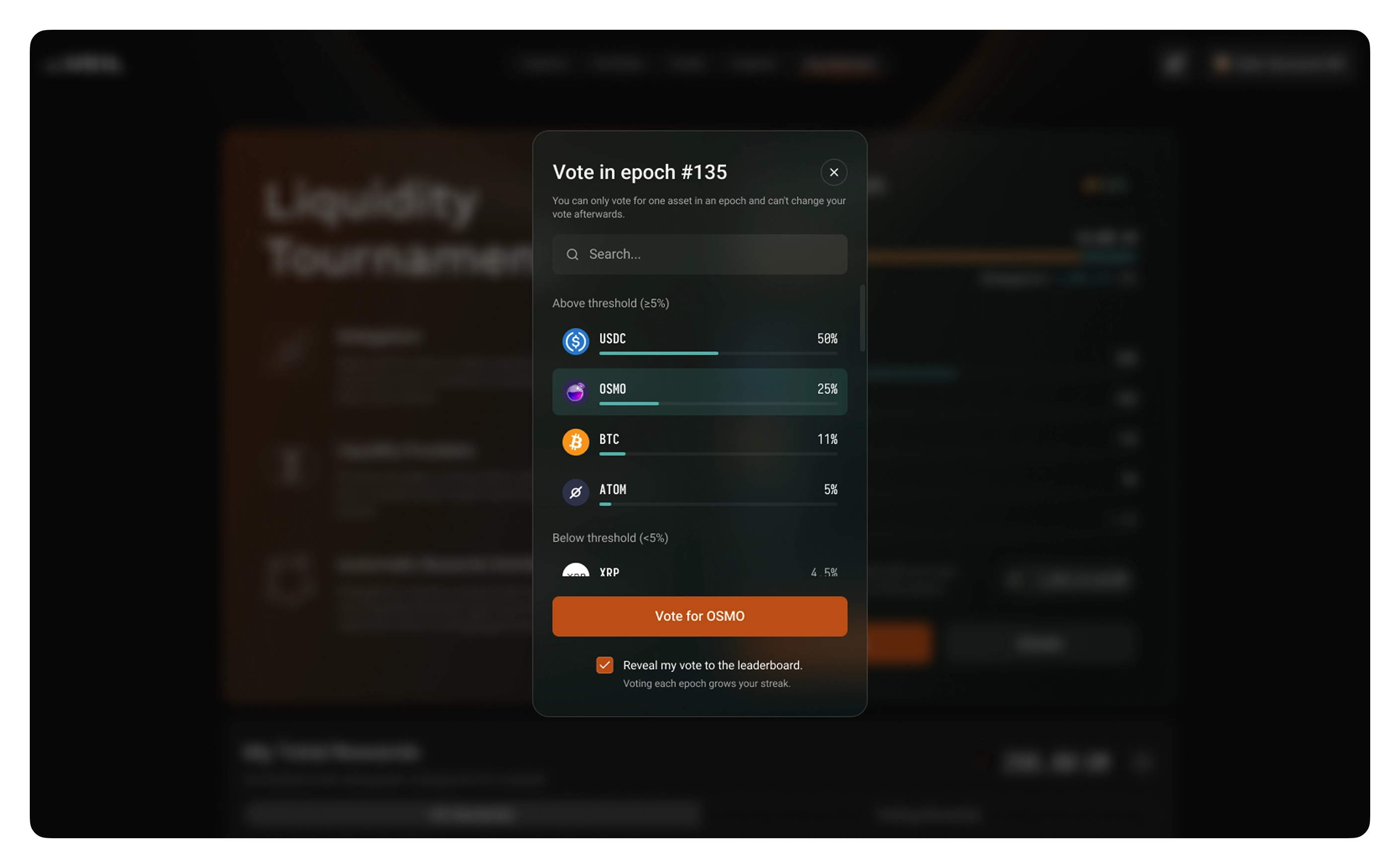 Veil: voting in a tournament epoch